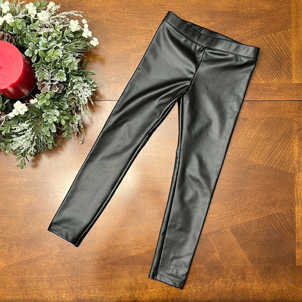 H&M Little girls faux leather leggings, like new!